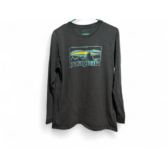 Patagonia Men's Regular Fit Long Sleeve Cotton T-Shirt Black Size Medium - Picture 1 of 5